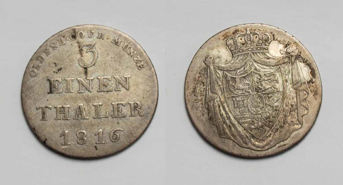  Oldenburg 1/3 Taler 1816 Peter Friedrich Wilhelm 1785-1823 gutes ss.   