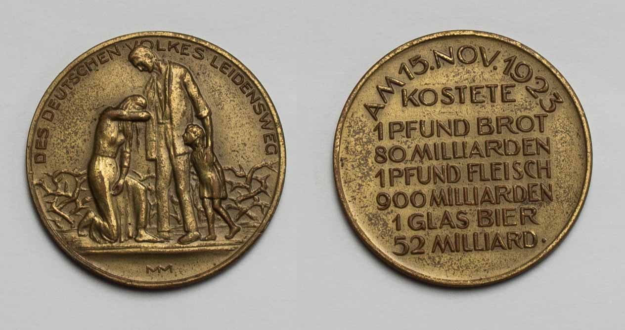  Weimarer Republik Hungertaler - Hungermedaille 15. November 1923 ss-vz.   