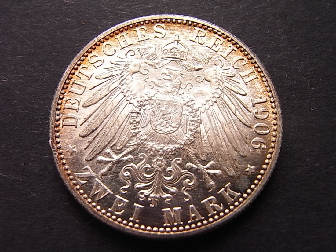  Baden 2 Mark 1906 Silberhochzeit stgl Revers Prägeglanz   