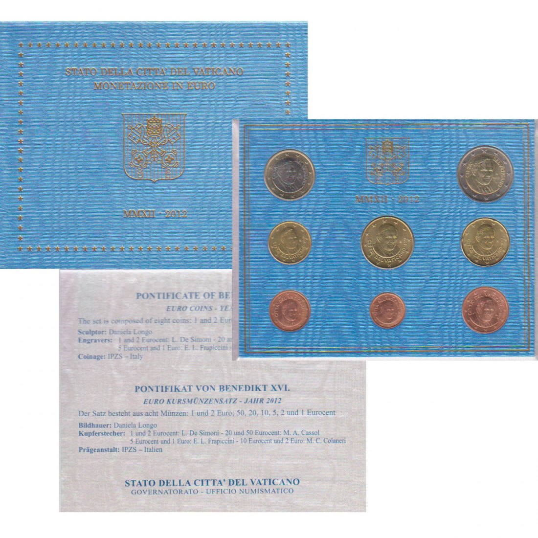  Offiz. KMS Vatikan *Pontifikat von Papst Benedikt XVI.* 2012 nur 85.000 Stück!   