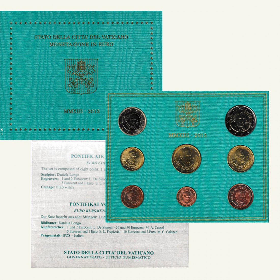  Offiz. KMS Vatikan *Pontifikat von Papst Benedikt XVI.* 2013 nur 85.000 Stück!   