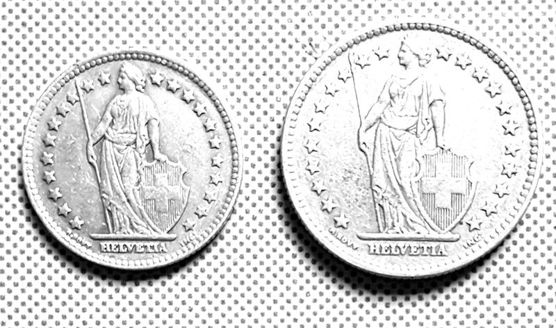  Schweiz 1 Fr und 2 Franken 1943   