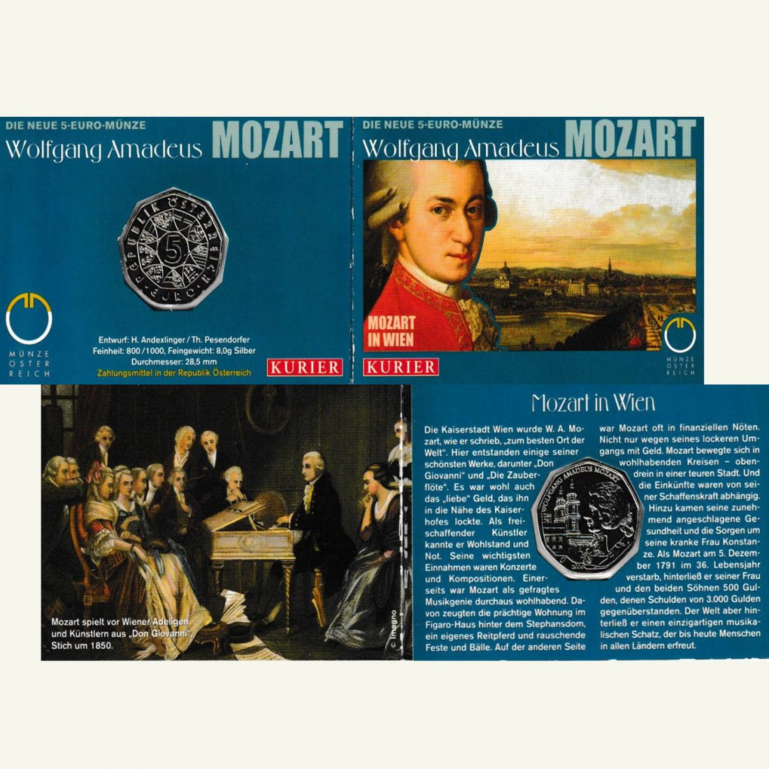  Offiz. 5-Euro-Silbermünze Österreich *Wolfgang Amadeus Mozart* 2006 *hgh*   