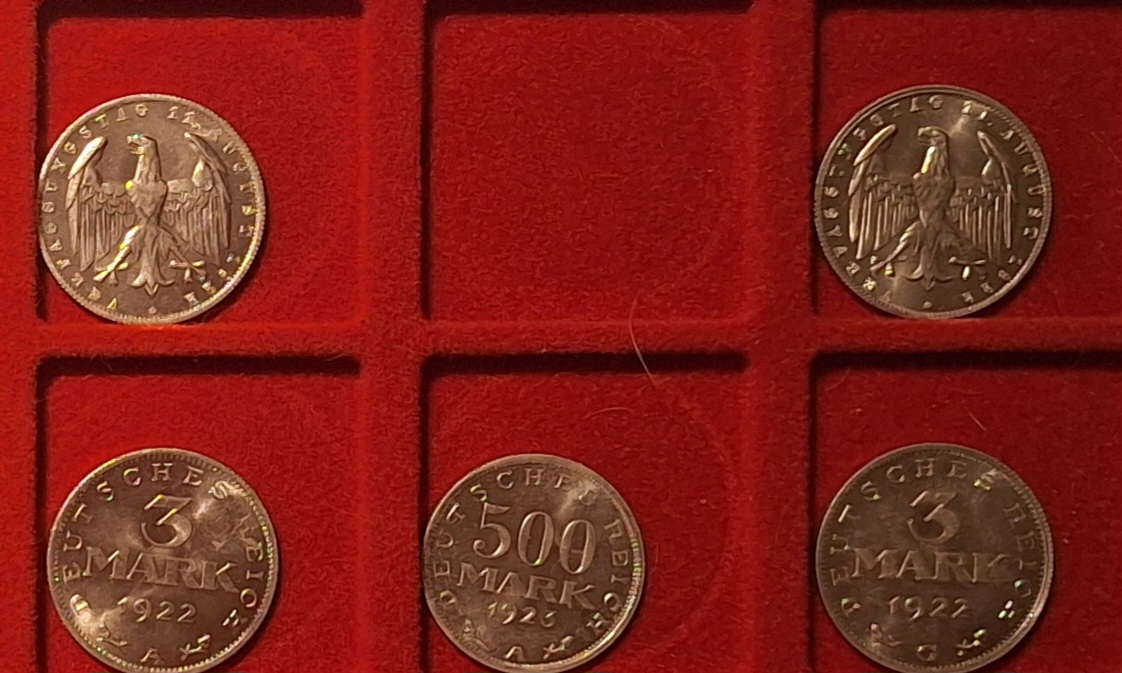  Weimarer Republik, 3 MARK,1922, 500 MARK 1923   
