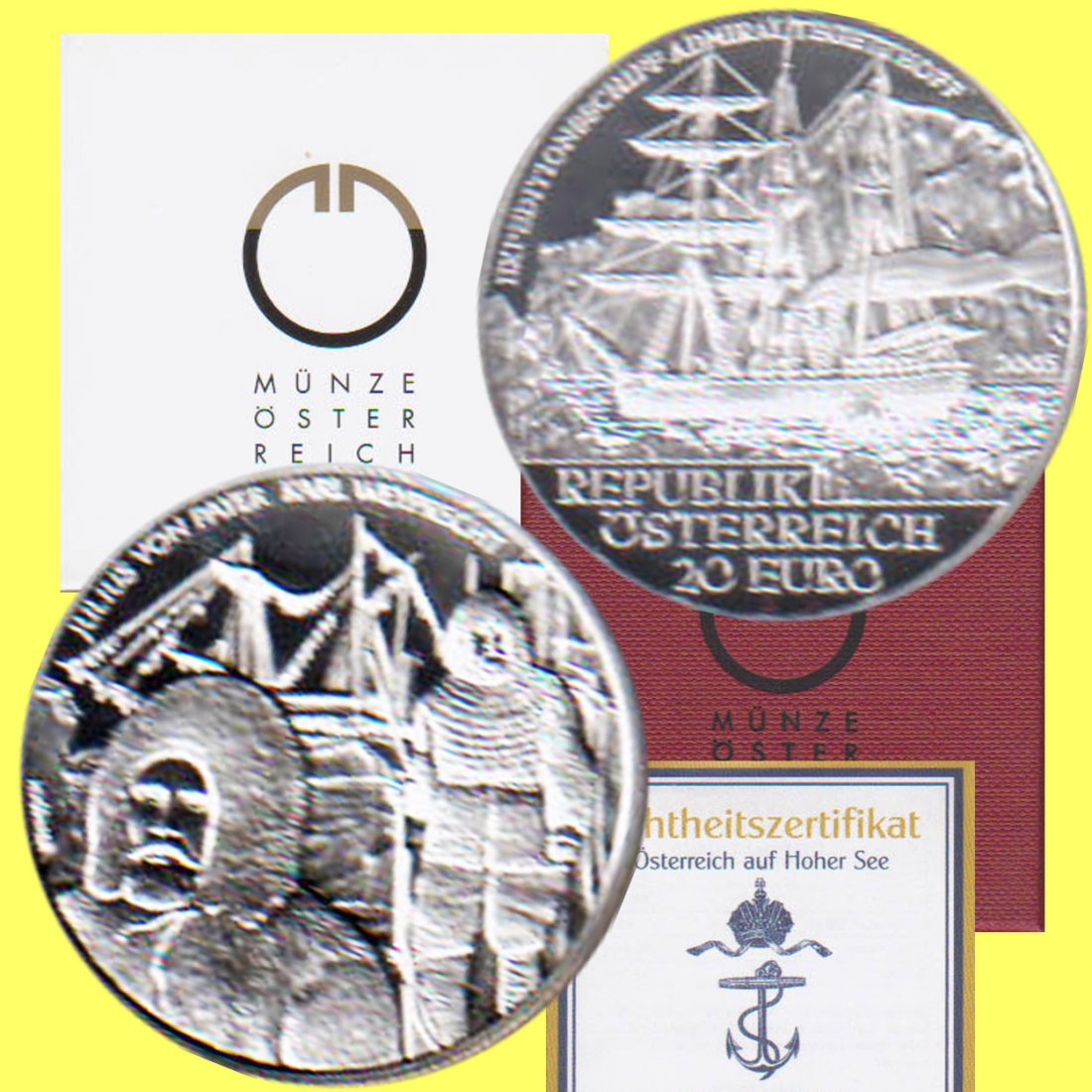  20€-Silbermünze Österr. *Polarexpedition Tegetthoff* 2005 *PP* nur 50.000St!   