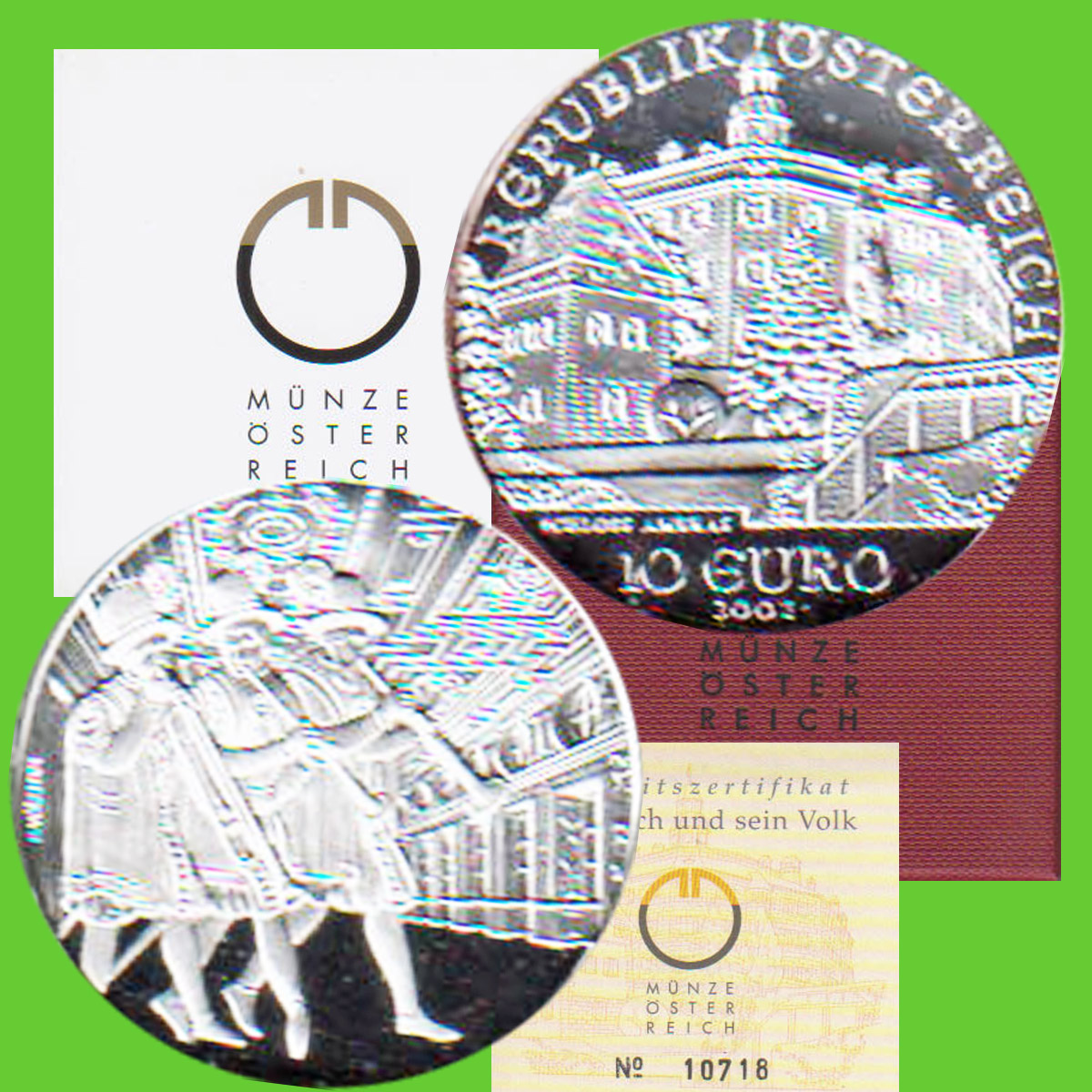  10-Euro-Silbermünze Österreich *Schloss Ambras* 2002 *PP* nur 50.000St!   