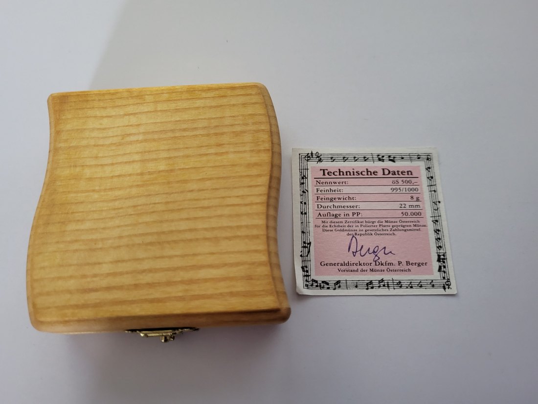  Etui Holz für ATS 500,- Münze Österreich gebraucht Österreich Spittalgold9800 (00   