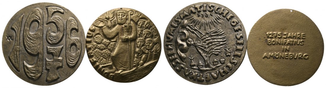  2 Medaillen; 1275 Jahre St. Bonifatius; 20 Jahre Numismatische Gesellschaft 1976   