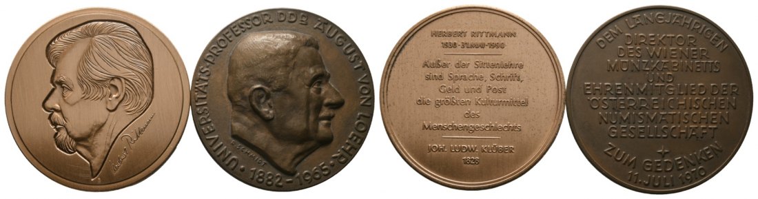  2 Medaillen; Herbert Rittmann; Professor Dr. August von Loehr   