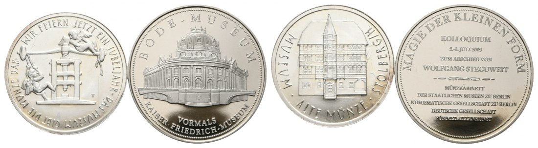 2 Medaillen; Museum  Alte Münze; Bode- Museum Abschied Wolfgang Steguweit 2009   