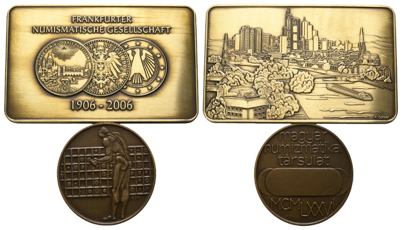  Plakette; 100 Jahre Frankfurter Numismatische Gesellschaft; + Medaille; Ungarn; Magyar   