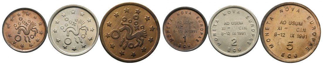  Belgien; XI. Internationaler Kongress für NumismatikAutomatisch; 3 Kleinmünzen   