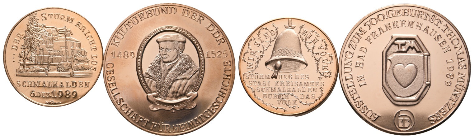  Medaillen; Sturm auf Kreisamt Schmalkalden 1989; 500. Geburtstag Thomas Müntzer   