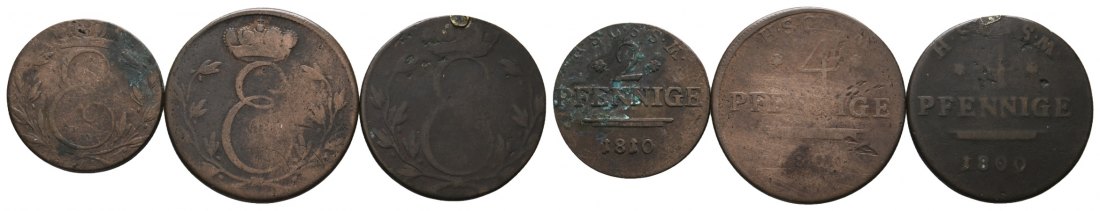  Altdeutschland; 3 Kleinmünzen 1810 / 1800   