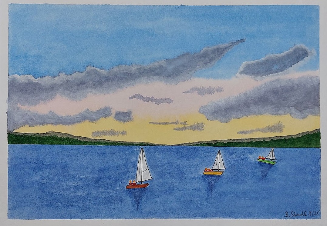  AQUARELLBILD / TITEL SEGELREGATTA (2) / FORMAT A4 (21x29,7cm) / 9/2025   