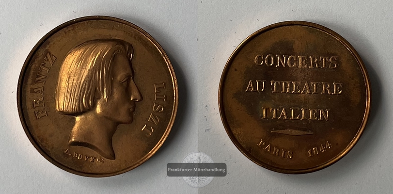  Medaille von A. Bovy Franz Liszt Konzert im Italienischen Theater 1844 (Faksimile) FM-Frankfurt   