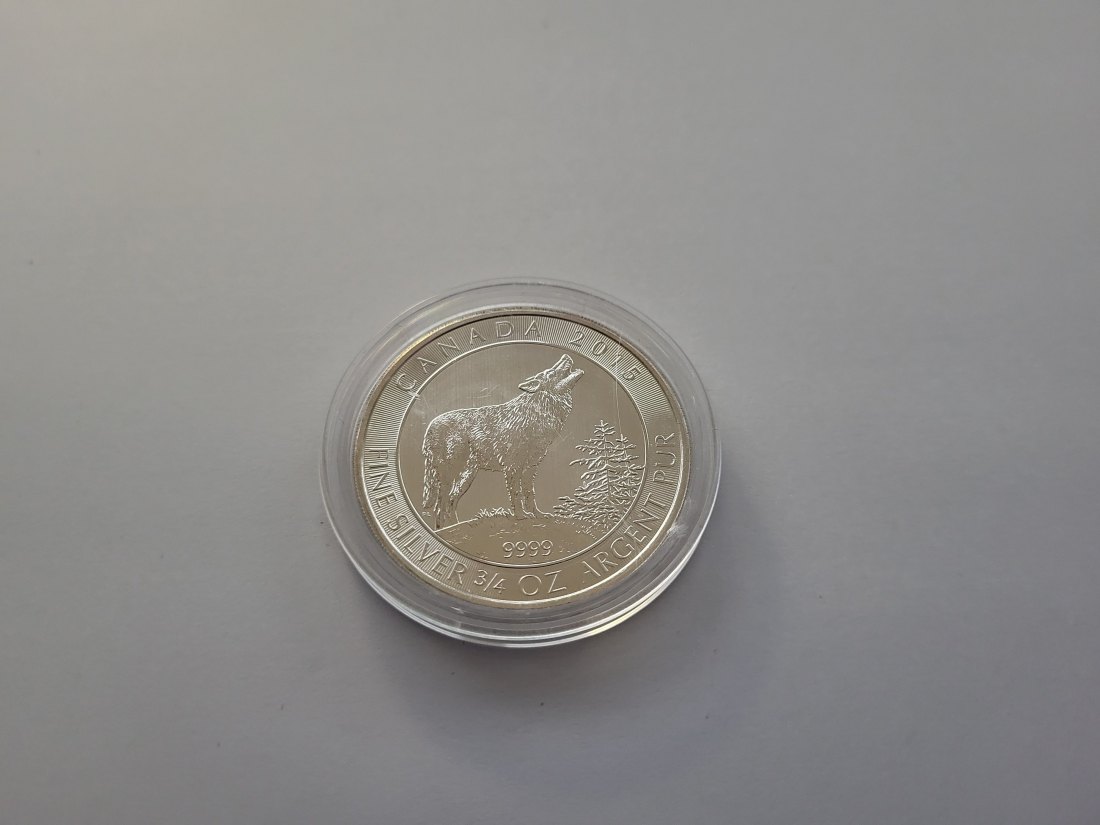  2 Dollars 3/4 OZ Unze Silbermünze Wolf Canada Kanada Spittalgold9800 (3469)   