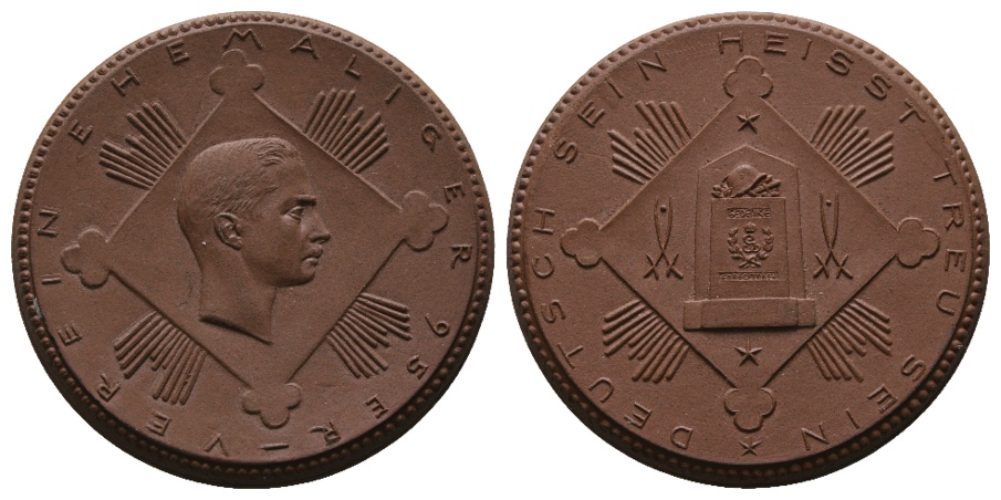  Medaille; Verein ehemaliger 95er; Deutsch sein heisst treu sein; Porzellan; 22,12 g, Ø 50,8 mm   