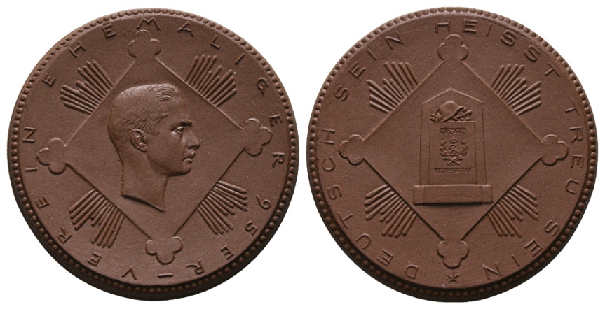  Medaille; Verein ehemaliger 95er; Deutsch sein heisst treu sein; Porzellan; 20,47 g, Ø 50,8 mm   