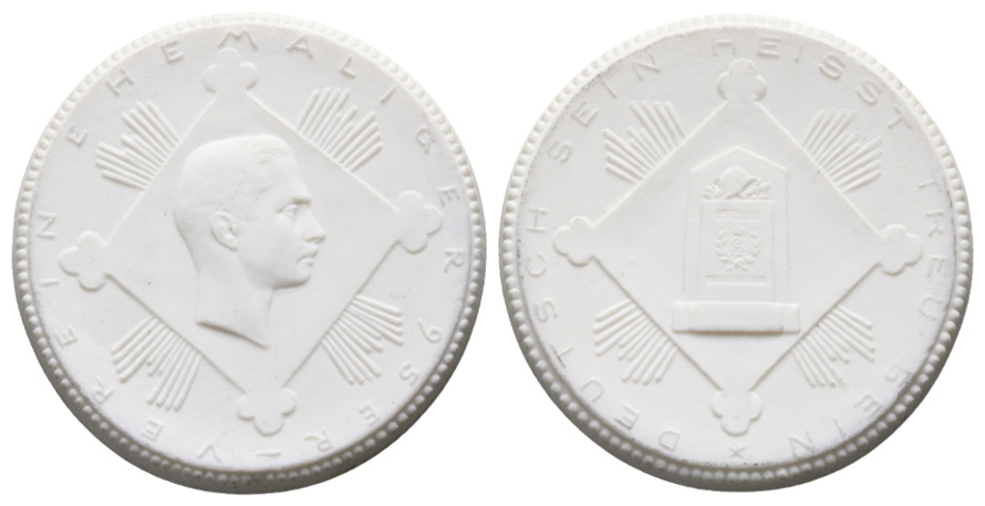  Medaille; Verein ehemaliger 95er; Deutsch sein heisst treu sein; weißes Porzellan; 19,46g, Ø 47,9 mm   