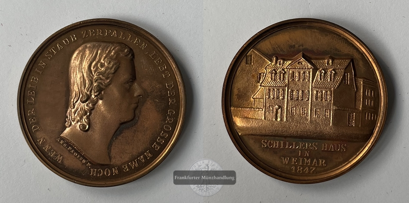  Medaille von Angelika Facius (1847) Schiller (Faksimile) 1976 FM-Frankfurt   
