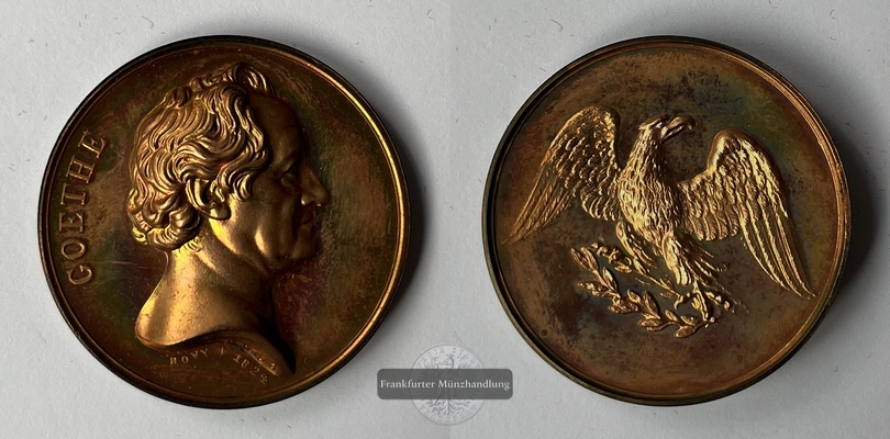  Medaille von Antoine Bovy (1824) Goethe (Faksimile) FM-Frankfurt   