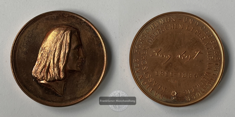  Medaille von Helmut König auf den 100. Todestag des Komponisten Franz Liszt FM-Frankfurt   