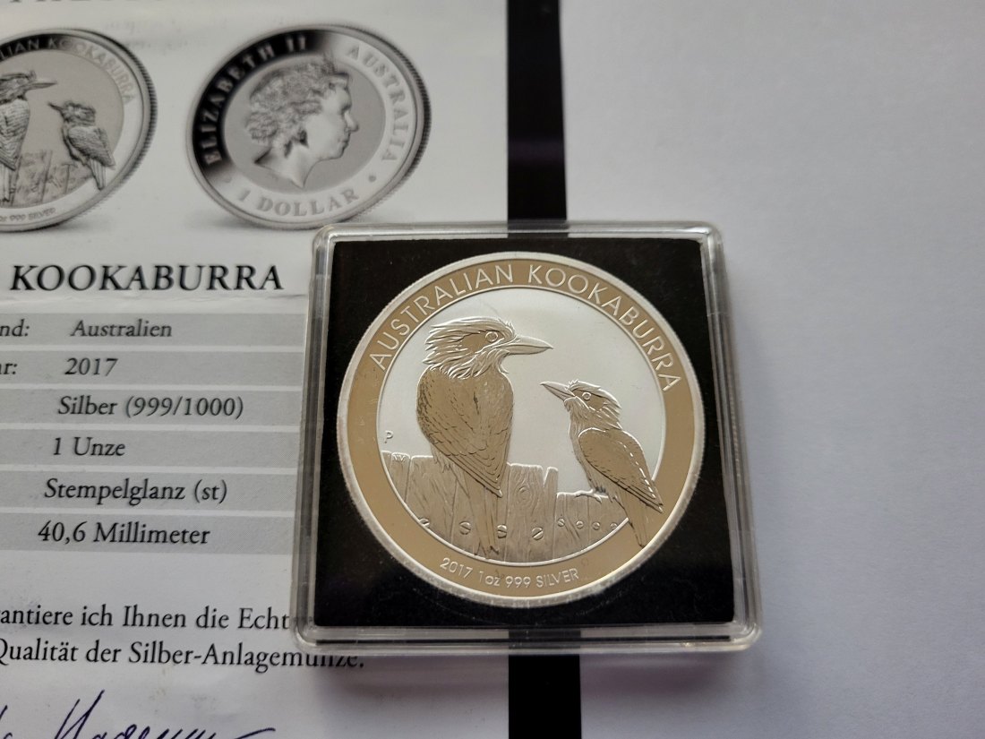  1 Dollar 2017 Kookaburra 1 Oz Die 12 berühmtesten Silbermünzen Australien Spittalgold9800 (5455   
