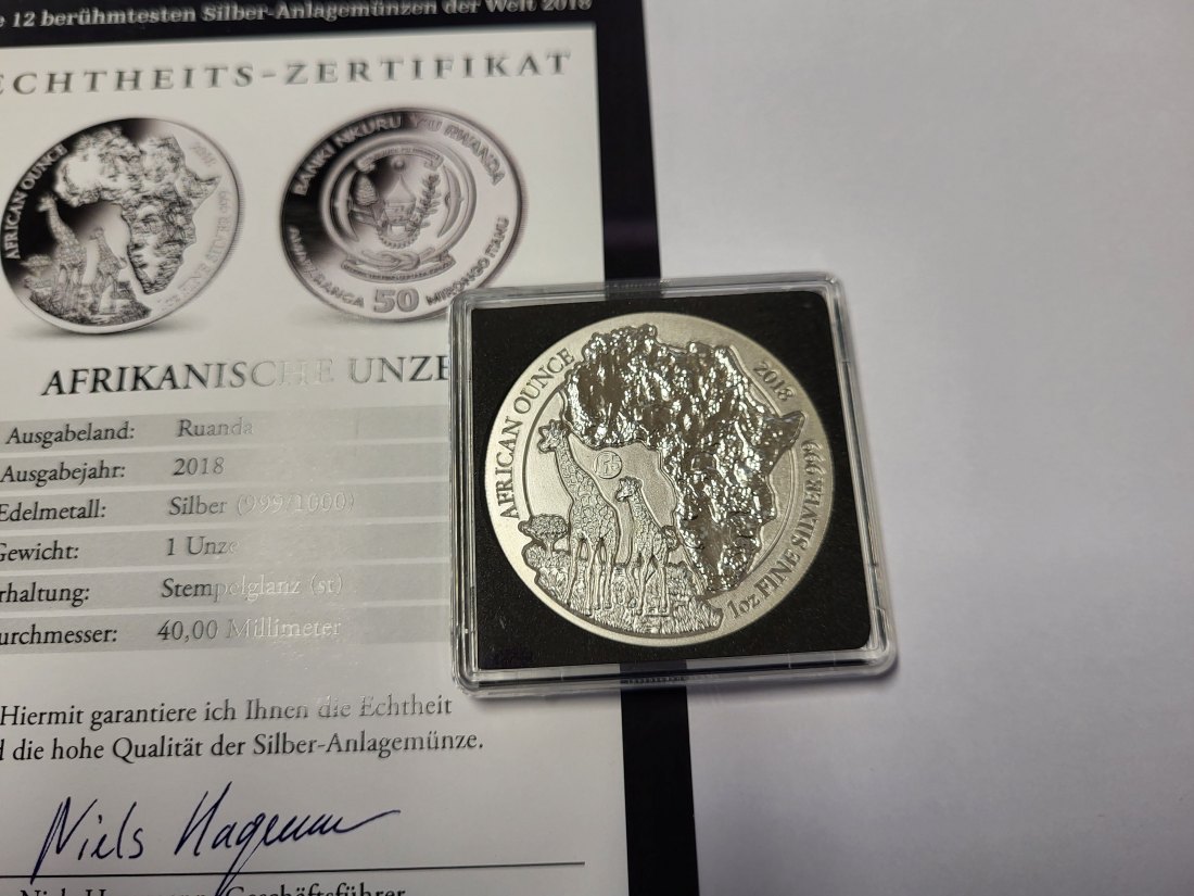  50 Francs 2018 Africa 1 Oz Die 12 berühmtesten Silbermünzen der We Ruanda Spittalgold9800 (5455   