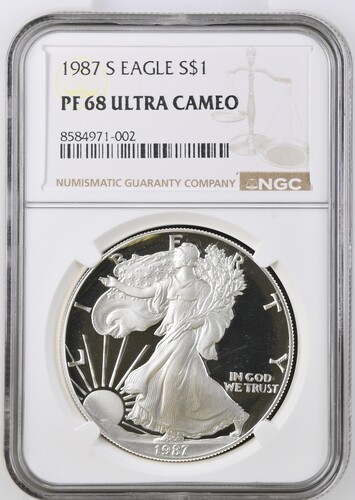  1987 S American Silver Eagle – Proof NGC PF 68 Ultra Cameo   