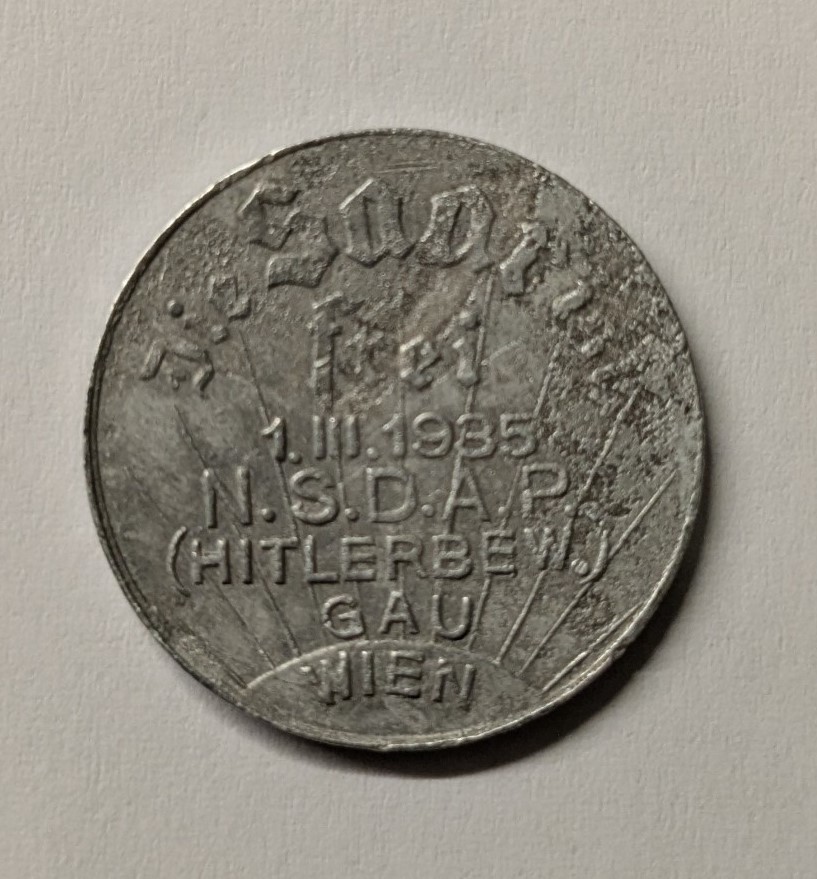 Extrem selten! Deutschland NSDAP Münze Die Saar ist frei Hitlerbew Gau Wien Aluminum 1935   