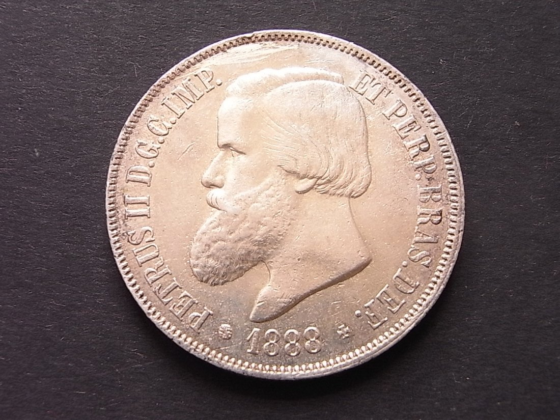  Brasilien 2000 Reis 1888 fvzgl Silber 25,43gramm   