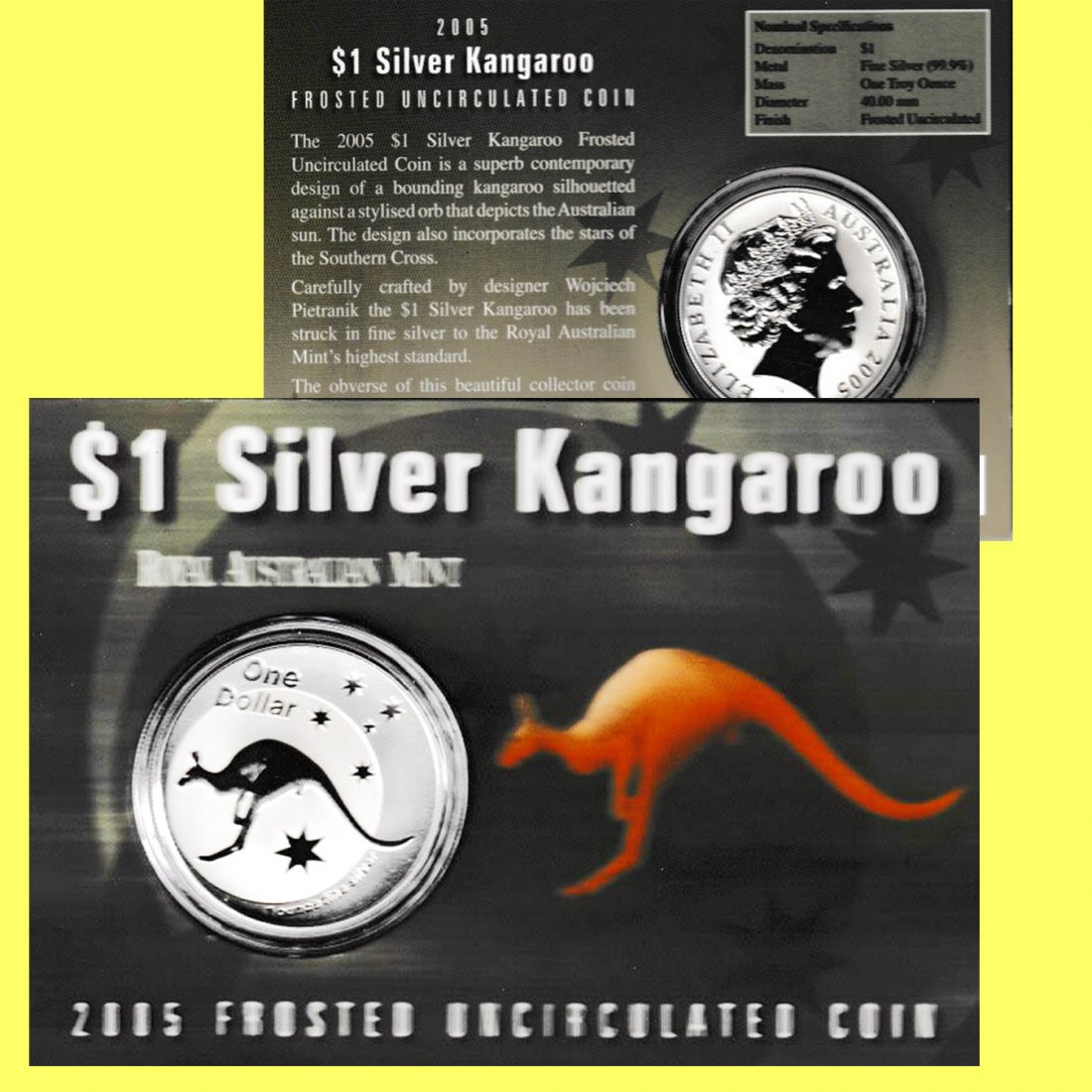  Australien 1 Dollar Silbermünze *Riesenkänguru* 2005 1oz Silber im Blister nur 5.000St!   