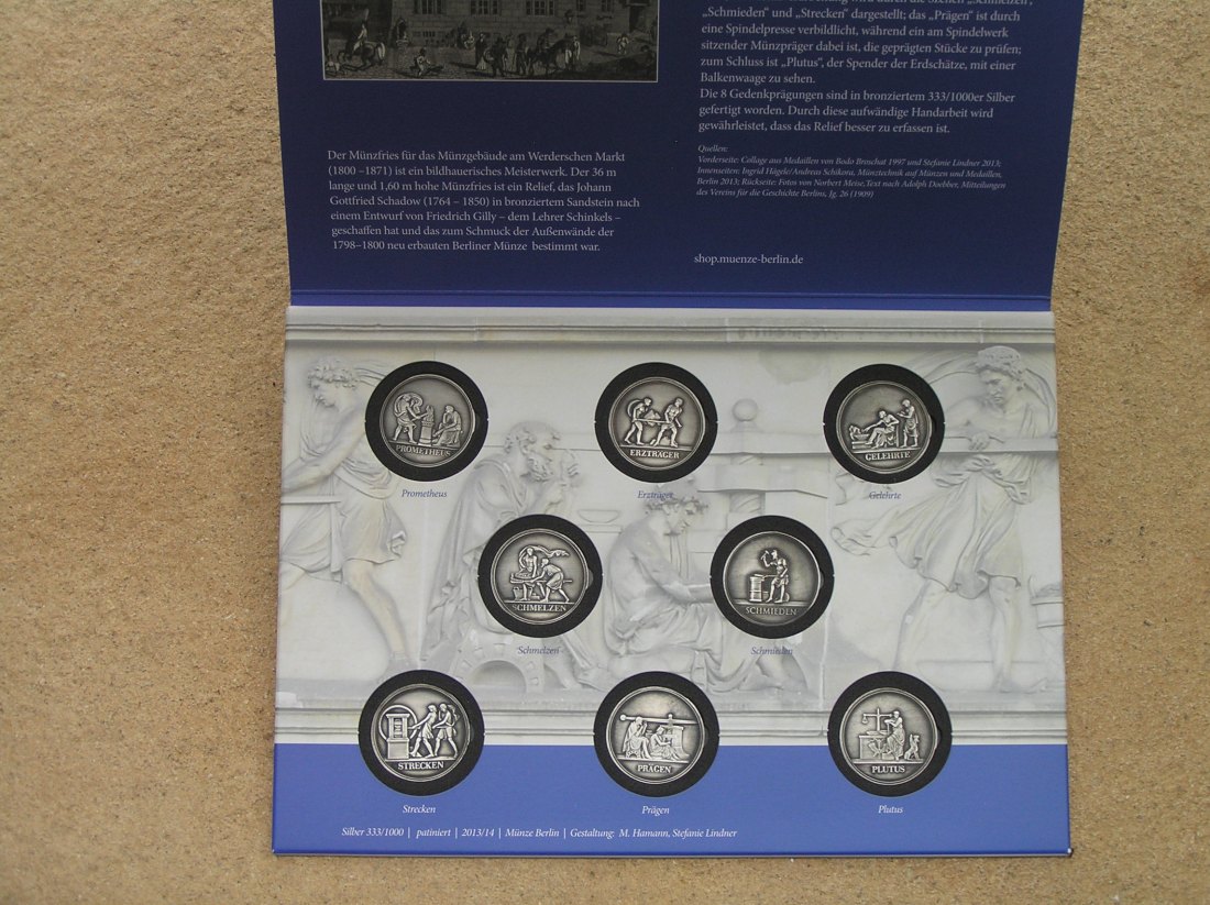  Deutschland Gedenkprägung 2013 Münzfries von J.G. Schadow   