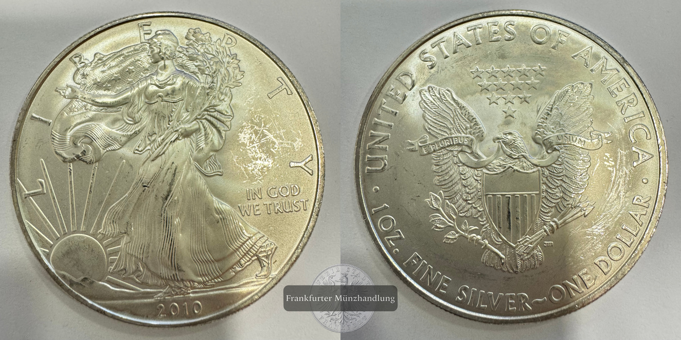  USA 1 Dollar 2010 (1986-2021) Walking Liberty FM-Frankfurt KM#273 Feinsilber: 31,1g   