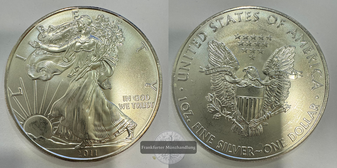  USA 1 Dollar 2011 (1986-2021) Walking Liberty FM-Frankfurt KM#273 Feinsilber: 31,1g   