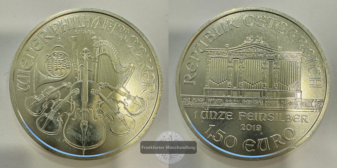  Österreich 1,50 Euro Wiener Philharmoniker 2019 (2008-25) FM-Frankfurt KM#3159 Feinsilber: 31,1g   