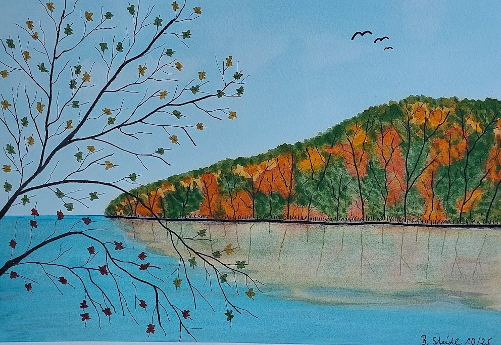  AQUARELLBILD / HERBSTLANDSCHAFT-INSELBLICK (4) / FORMAT A4 (21x29,7cm) / 10/2025 / CENTENAIRE   