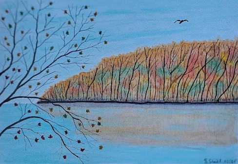  AQUARELLBILD / HERBSTLANDSCHAFT-INSELBLICK (5) / FORMAT A4 (21x29,7cm) / 10/2025 / CENTENAIRE   