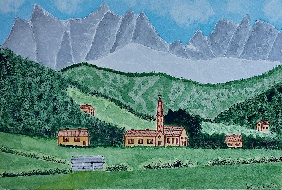  AQUARELLBILD / ALPENLANDSCHAFT / FORMAT A4 (21x29,7cm) / 7/2024 / ARCHES   