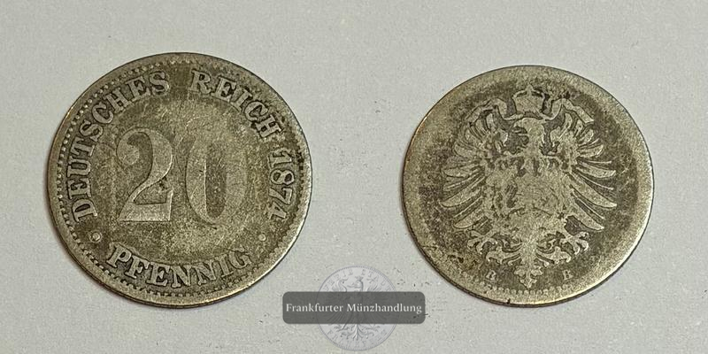  Deutsches Kaiserreich  20 Pfennig 1874 [B] FM-Frankfurt Feinsilber: 1g   