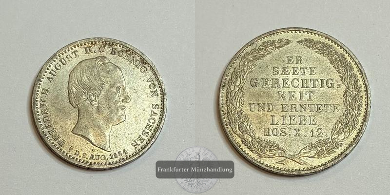  Deutschland Sachsen 1/3 Thaler 1854 FM-Frankfurt Feinsilber: 5,561g   