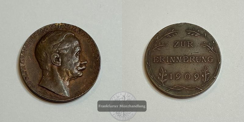  Luxemburg Bronzemedaille 1909 Erinnerungsmedaille FM-Frankfurt   