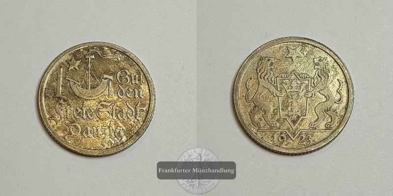  Danzig 1 Gulden 1923 FM-Frankfurt Feinsilber: 3,75g   