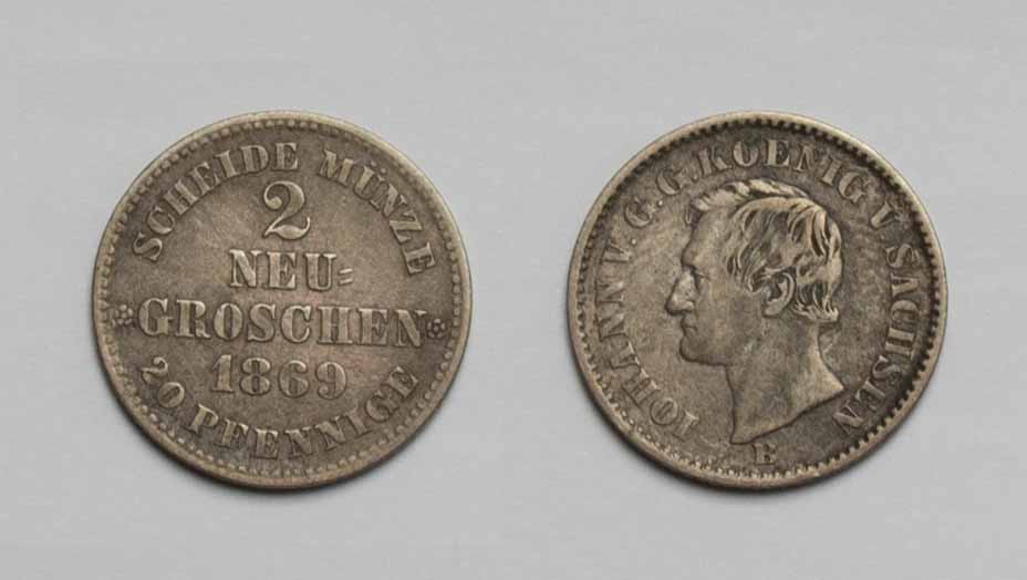  Sachsen 2 Neugroschen 1869 B Johann ss   
