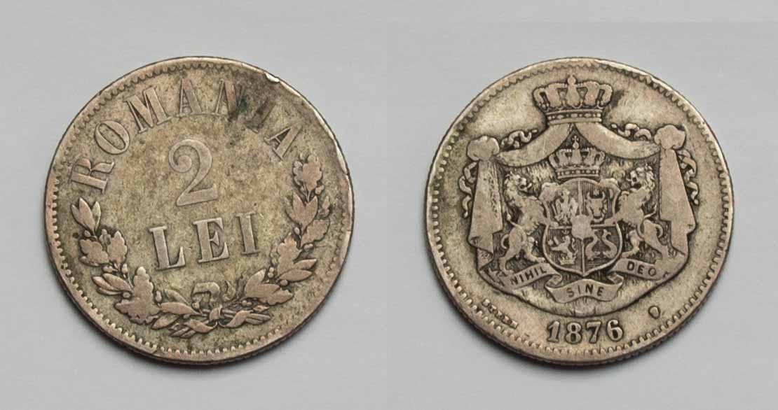  Rumänien, Königreich 2 Lei 1876 Karl I. 1866-1914 s-ss   