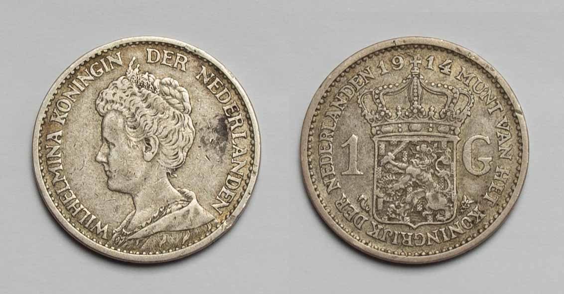  Niederlande 1 Gulden 1914 Wilhelmina 1890-1948 ss+   
