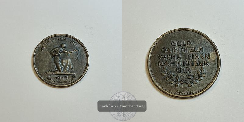  Deutschland Medaille 1916 In eiserner Zeit FM-Frankfurt   