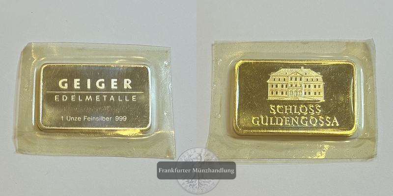  Deutschland Silberbarren Geiger Schloss Guldengossa FM-Frankfurt Feinsilber: 31,1g   
