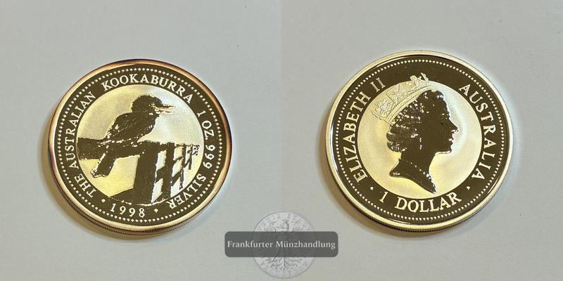  Australien 1 Dollar 1998 Kookaburra FM-Frankfurt KM#362 Feinsilber: 31,1g   